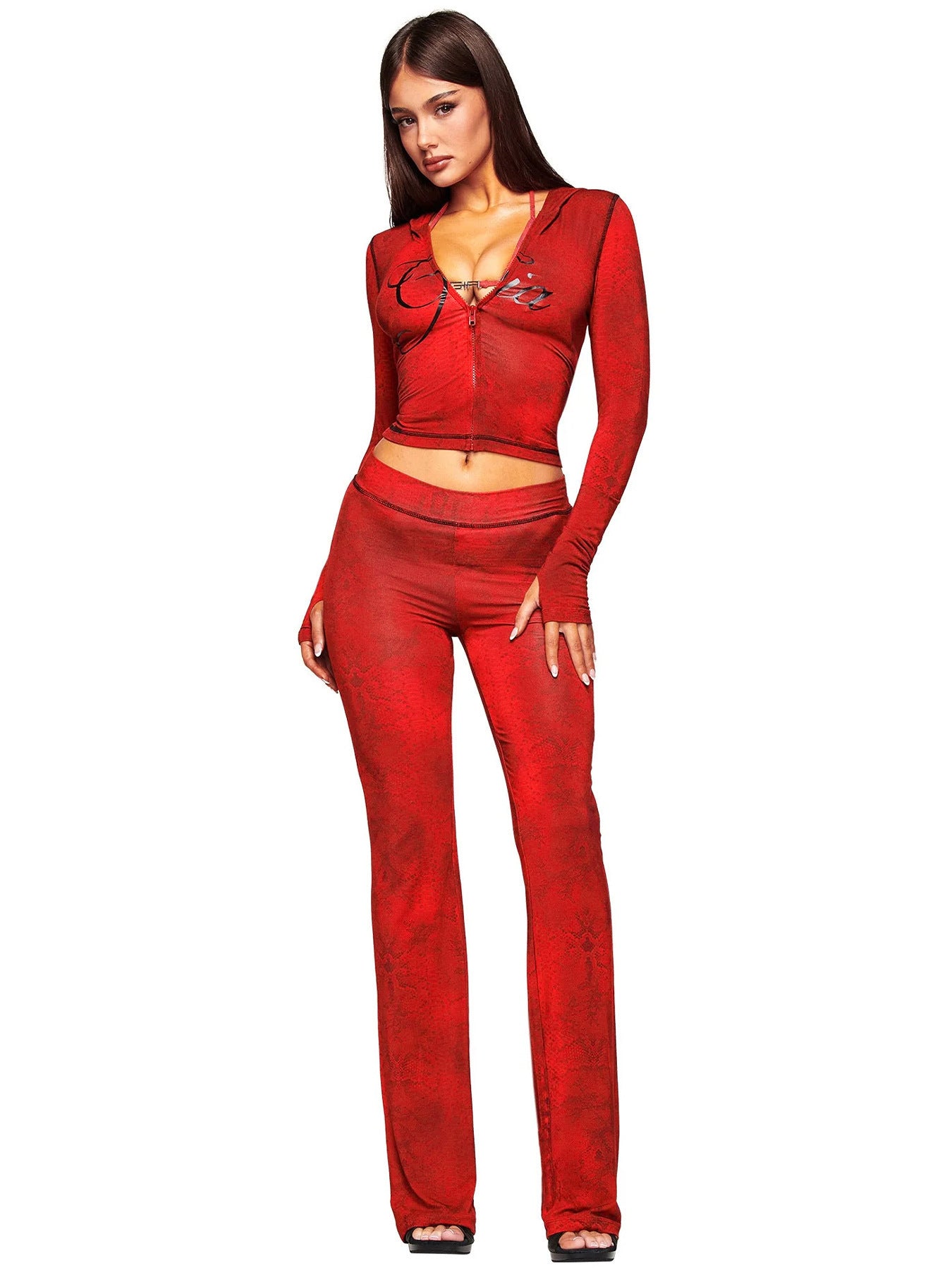 Women Printed Hooded Long Sleeve Two-Piece Set