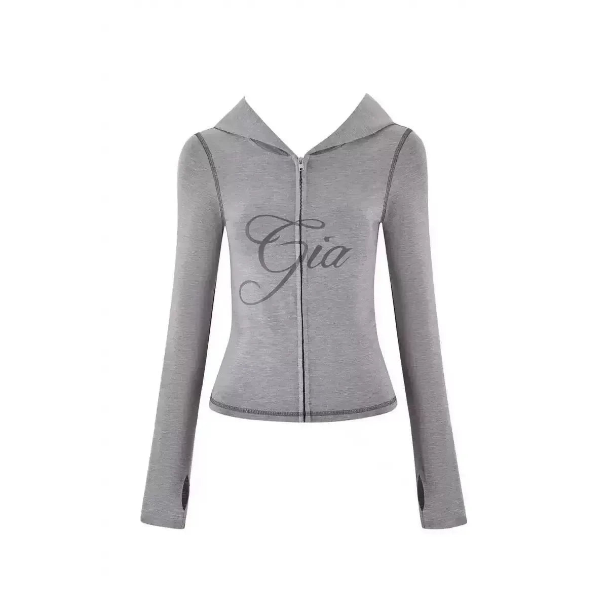 Zip-Up Long Sleeve Top & Low Waist Micro Flared Pants