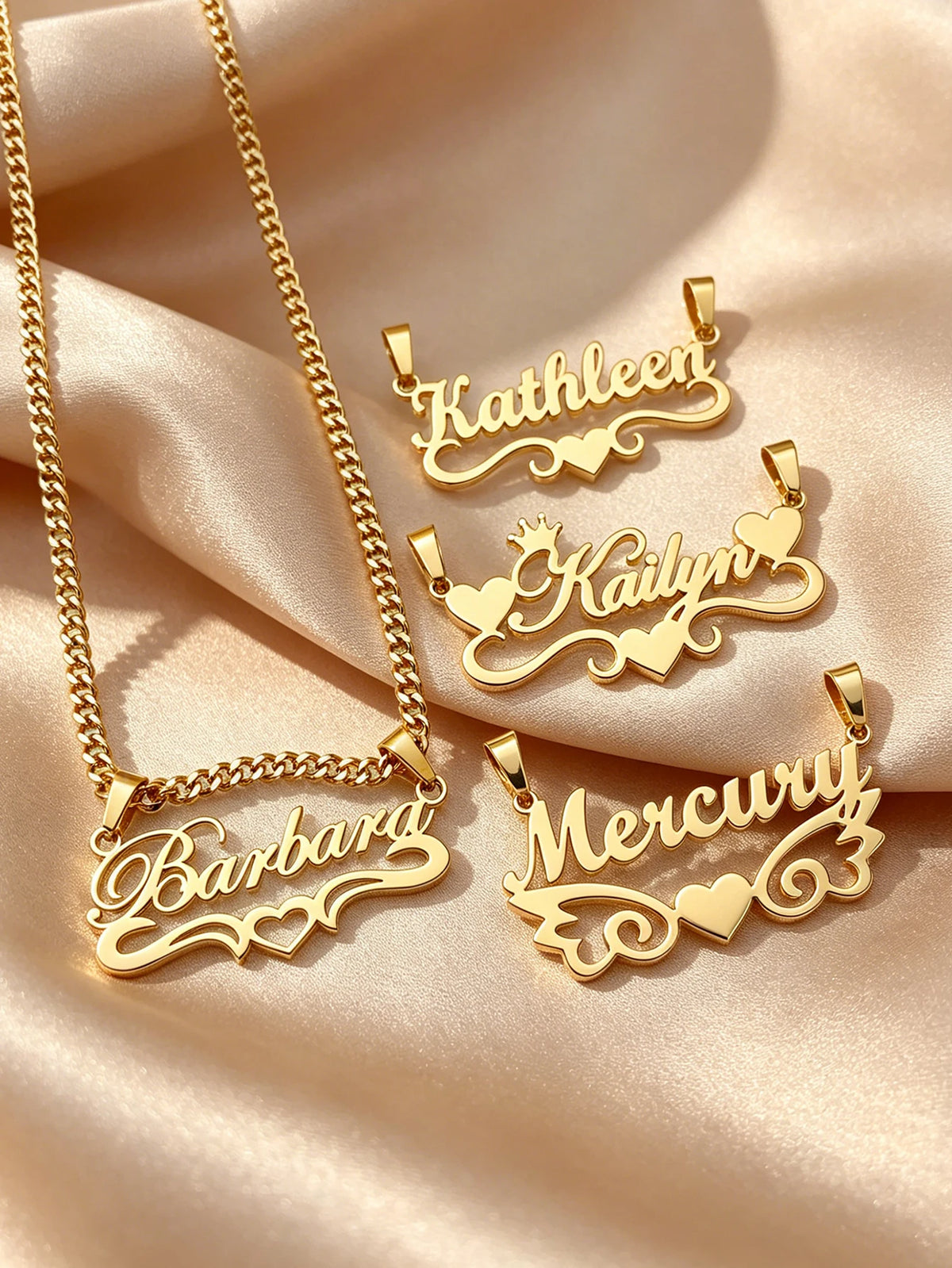 Personalized custom name jewelry necklace 18k gold stainless steel