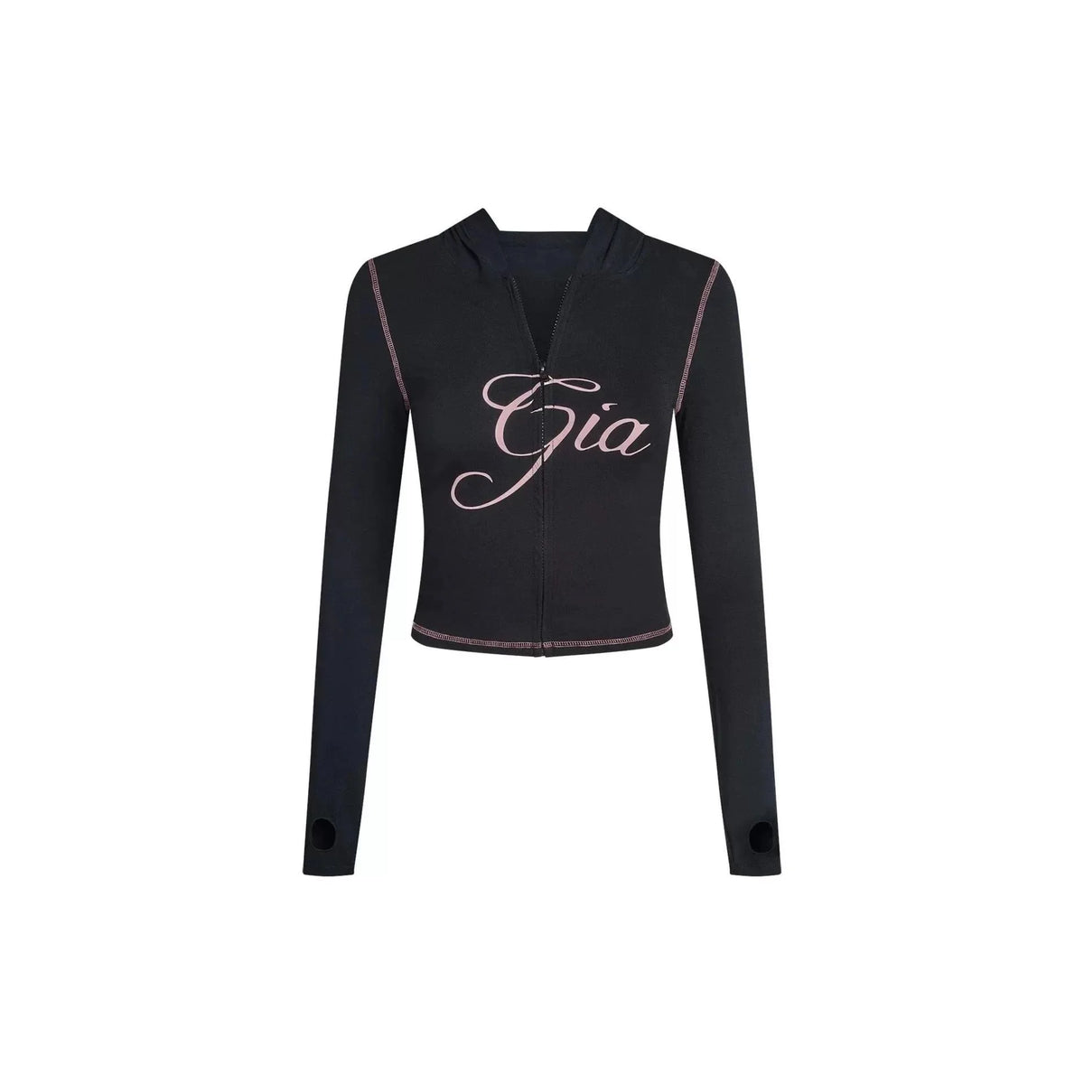 Zip-Up Long Sleeve Top & Low Waist Micro Flared Pants