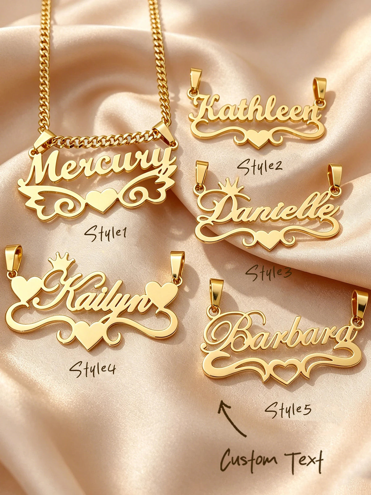 Personalized custom name jewelry necklace 18k gold stainless steel