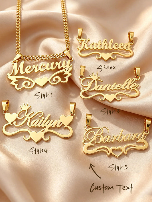 Personalized custom name jewelry necklace 18k gold stainless steel
