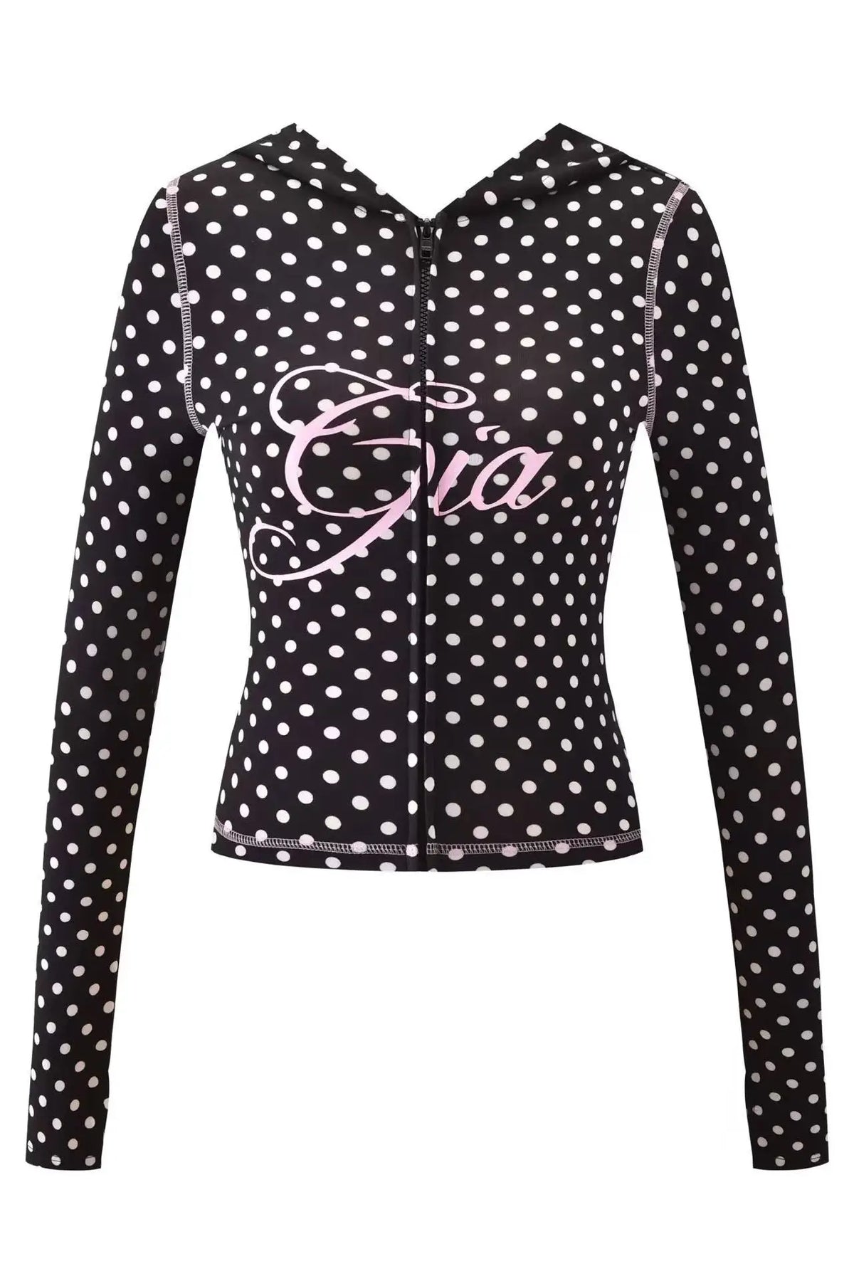 Zip-Up Long Sleeve Top & Low Waist Micro Flared Pants