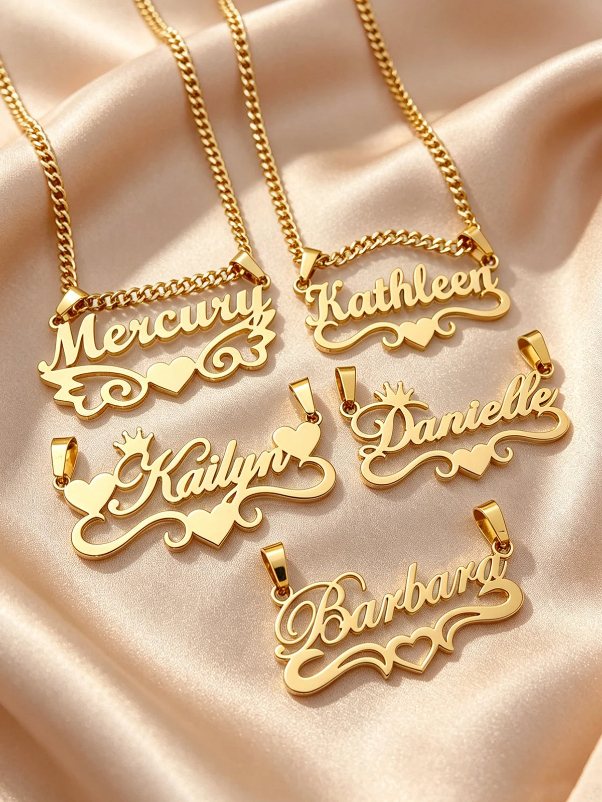 Personalized custom name jewelry necklace 18k gold stainless steel