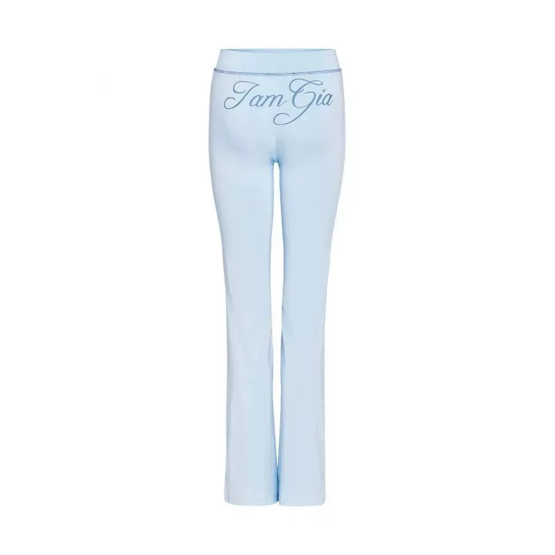 Zip-Up Long Sleeve Top & Low Waist Micro Flared Pants