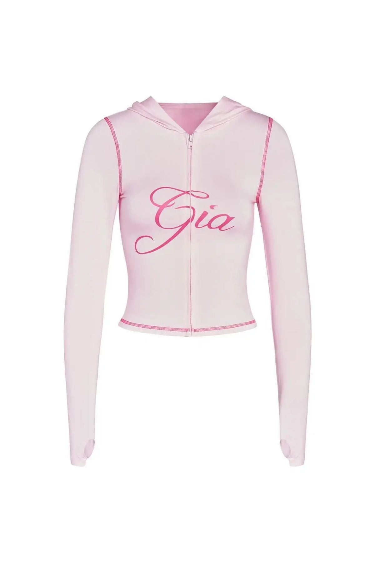 Zip-Up Long Sleeve Top & Low Waist Micro Flared Pants