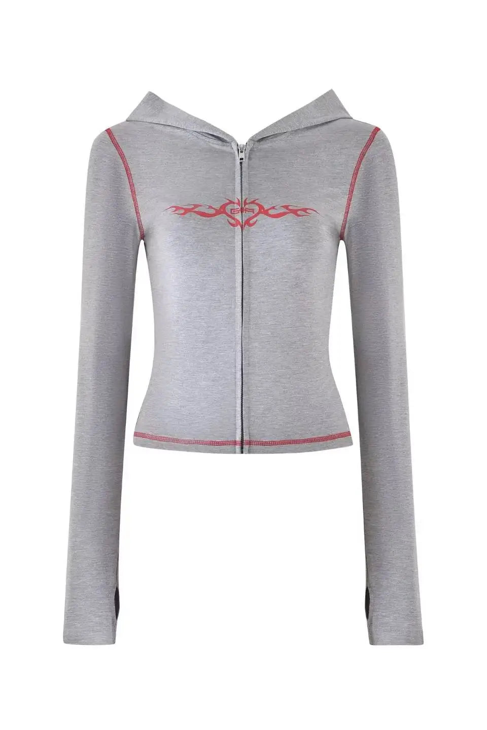 Zip-Up Long Sleeve Top & Low Waist Micro Flared Pants