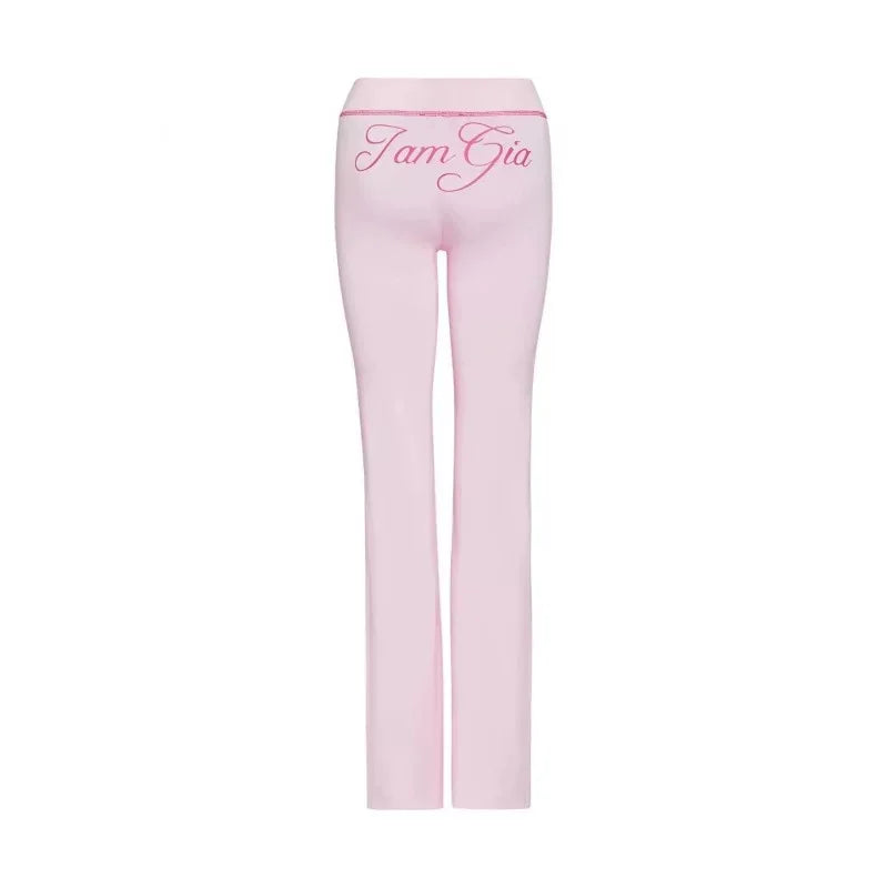 Zip-Up Long Sleeve Top & Low Waist Micro Flared Pants