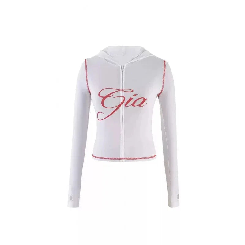 Zip-Up Long Sleeve Top & Low Waist Micro Flared Pants