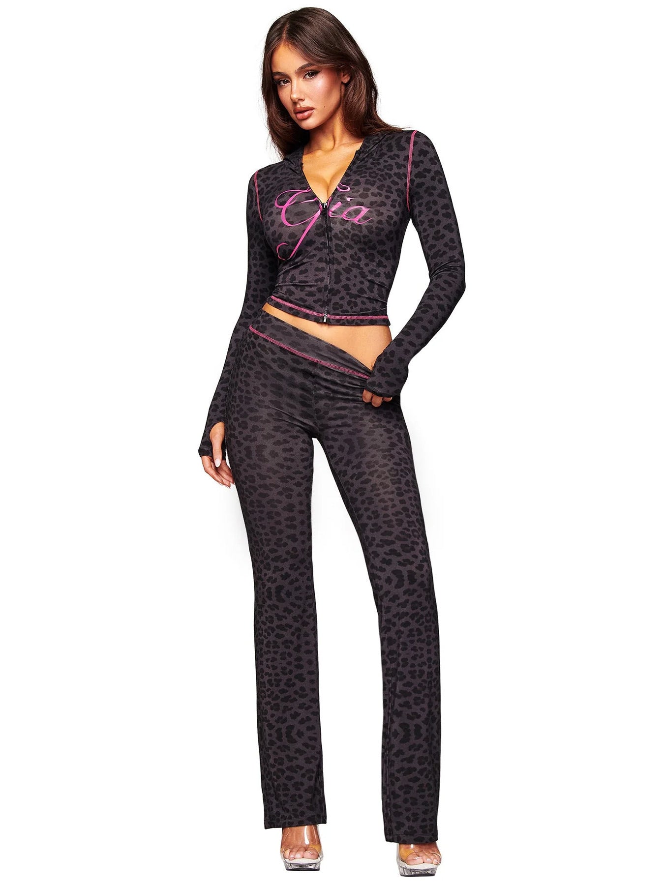 Women Printed Hooded Long Sleeve Two-Piece Set